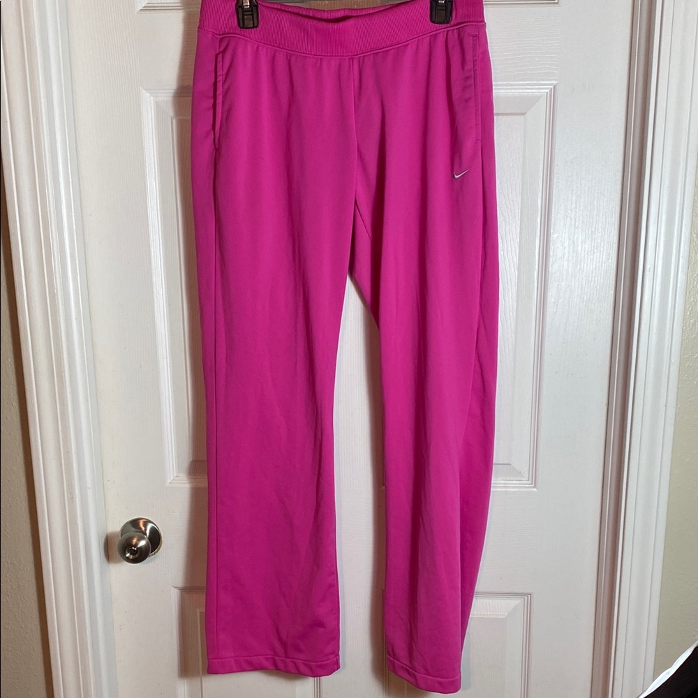 Nike Fuchsia Training Pants Size Medium Dri-Fit Pink Drawstring Waist
